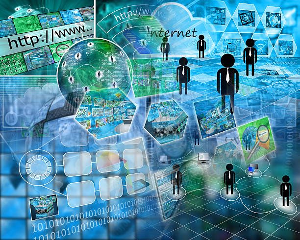 Many abstract images on the theme of computers, Internet and high technology.